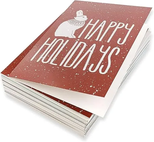 Best Paper Greetings 48 Pack Merry Christmas Greetings Cards, 4x6 Bulk Holiday Cards with Envelopes for Xmas Festive Holiday Seasons, Blank Inside, 6 Winter Animals Designs