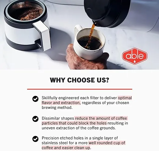 Able BASKET: Reusable Stainless Steel Coffee Filter for 8-12 Cup Coffee Makers