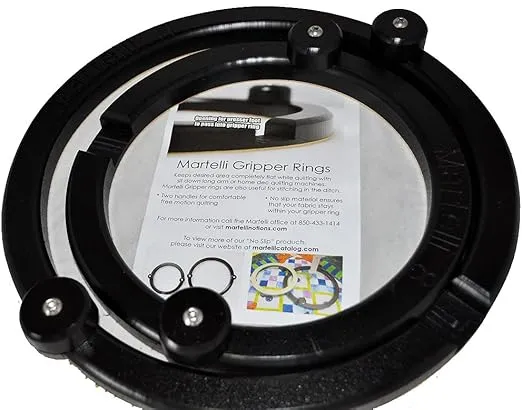 Martelli Free Motion Quilting, Sewing & Embroidery Hoops & Gripper Rings (8 & 11 Inch Hoop Set)