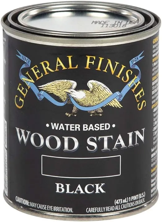 General Finishes Water Based Wood Stain, 1 Pint, Black