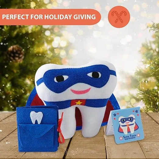 Tickle & Main 3-Piece Superhero Tooth Fairy Pillow for Boys Gifts Kit, Includes Boy's Pillow with Pocket, Dear Tooth Fairy Notepad & Keepsake Photo Pouch, Age 5-10 Years Old