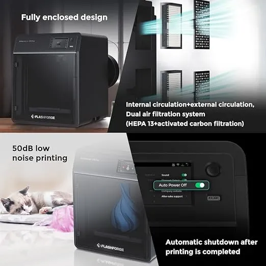 FLASHFORGE Adventurer 5M Pro 3D Pinter, 600mm/s High-Speed with 1 Click Fully Auto Printing, Quick Detachable 280°C Direct Extruder with 0.4 and 0.6mm Nozzles, Remote Control, 220x220x220mm