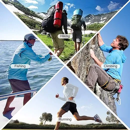 Roadbox UPF 50+ Fishing Shirts for Men Long Sleeve UV Sun Protection Hoodie with Outdoor Hiking Running Shirts