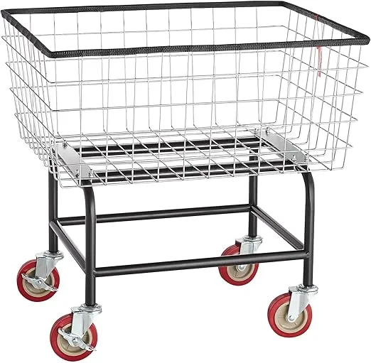 VEVOR Wire Laundry Cart, 2.5 Bushel Wire Laundry Basket with Wheels, 20''x15.7''x26'' Commercial Wire Laundry Basket Cart, Steel Frame with Chrome Finish, 4inch Casters, Wire Basket Cart For Laundry