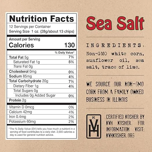 Mi Nina Tortilla Chips Sea Salt White Corn | Pack of 3 12 oz. bags