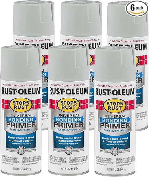 Rust-Oleum 330491-6PK Stops Rust Universal Bonding Primer, 12 oz, Gray, (Pack of 6)
