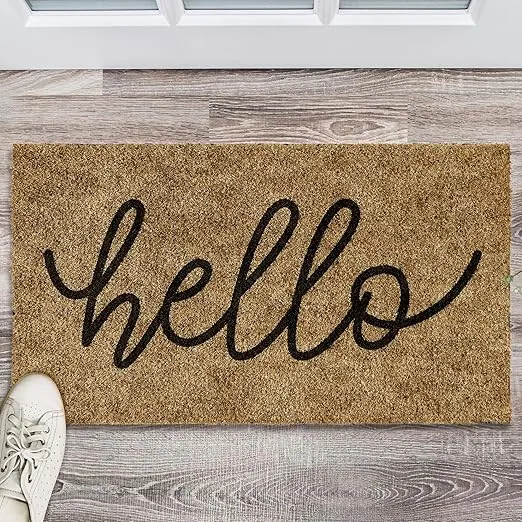 Barnyard Designs Doormat Welcome Mat for Outdoors, Large Front Door Entrance Mat, 30x17, Brown (Hello)