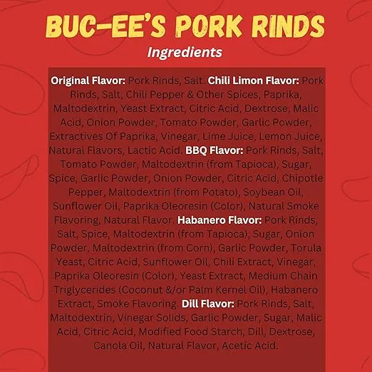 Bucee Pork Rinds, BBQ, Keto Friendly, BBQ Flavor, 4 Oz (2 Bags)