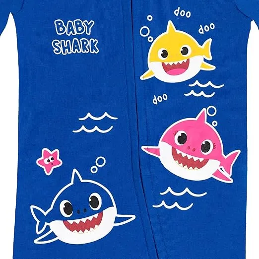 Pinkfong Baby Shark 2 Pack Zip-Up Long Sleeve Sleep N' Play Coveralls