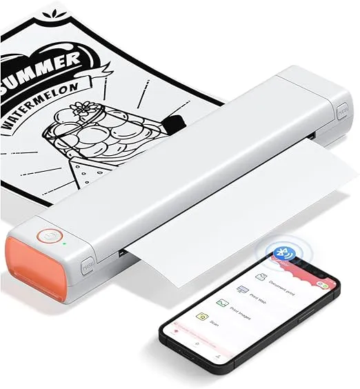 Phomemo M08F Portable Printers Wireless for Travel, Thermal Printer Support 8.5" X 11" US Letter, Bluetooth Inkless Printer Compatible with iOS, Android, Laptop for Travel, Office, Home