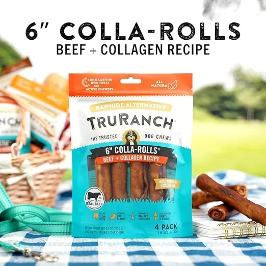 6" Collagen Roll, Beef - 4 Pack