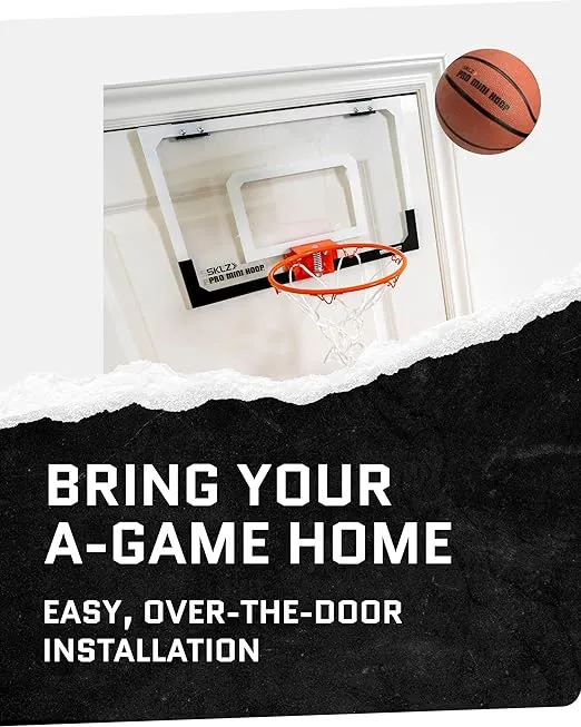 SKLZ Pro Mini Indoor Basketball Hoop - Over The Door – Portable - Great for Home, Dorms, Offices, and Gifts