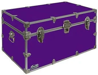 C&N Footlockers - Large Undergrad Storage Trunk - Made in the USA - Only STEEL Footlocker on Amazon - Durable Chest with Lid Stay - 32 x 18 x 16.5 Inches (Purple)