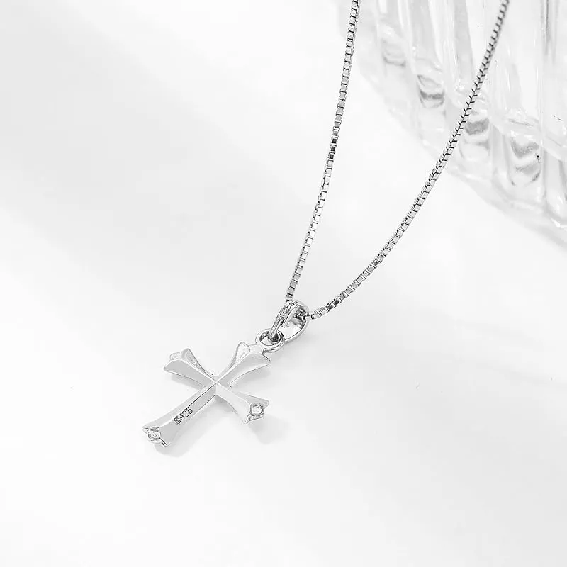 Dainty Sterling Silver Cross Necklace for Girls First Communion Gifts for Girls Confirmation Gifts for Teenage Girl Baptism Gifts Goddaughter Gifts (cross necklace for girls)