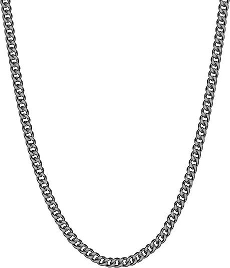 Reoxvo Gifts for Men Silver/Black/14K Gold Plated Cuban Link Chain for Men Stainless Steel Mens Silver Chain Necklaces 5mm Neck Chains for Men Accessories Jewelry for Men 18/20/22/24/30 Inch
