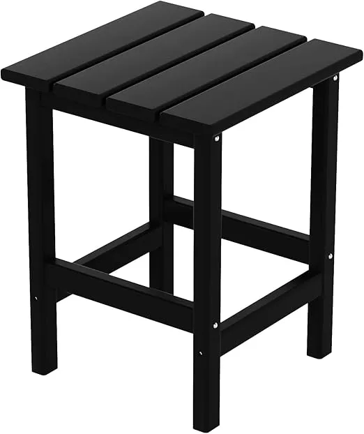 WestinTrends Outdoor Black Side Table, All Weather Poly Lumber Adirondack Small Patio Table Square End Table for Pool Balcony Deck Porch Lawn Backyard