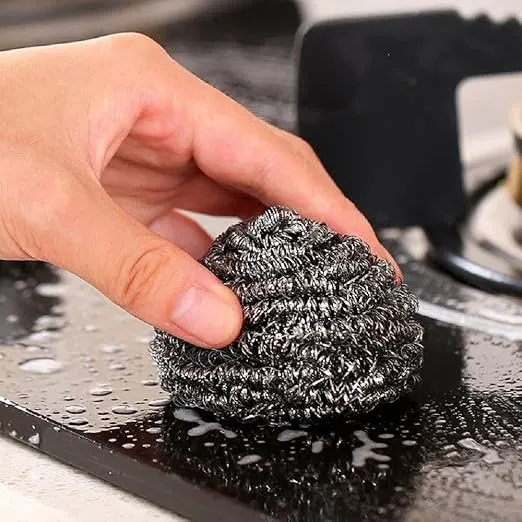 6 Pack Stainless Steel Wool Scrubber, Scrubbing Scouring Pad, Steel Wool Scrubber for Kitchens, Bathroom and More
