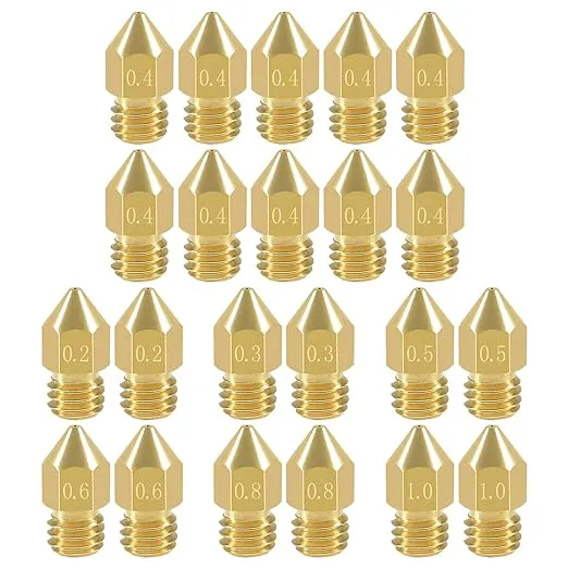Aokin 22 Pcs MK8 Extruder Nozzles 3D Printer Nozzles 0.2mm 0.3mm 0.4mm 0.5mm 0.6mm 0.8mm 1.0mm for Creality Ender 3/3 Pro/3 V2, Ender 5/5 Pro, CR-10/10S, Makerbot, Anet A8 3D Printer