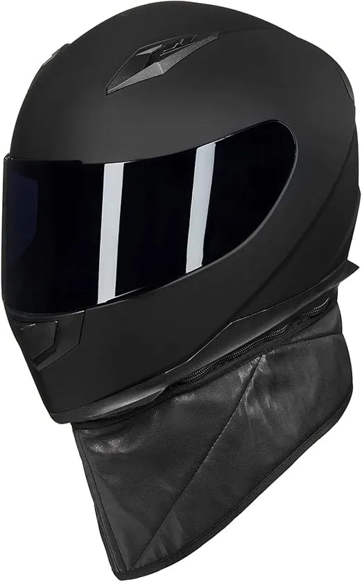 ILM Full Face Motorcycle Street Bike Helmet with Removable Winter Neck Scarf + 2 Visors DOT Model-JK313
