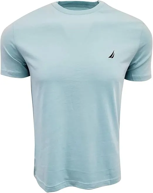 Nautica Men's Short Sleeve Solid Crew Neck T-Shirt (Medium, Harbor Mist 2021)