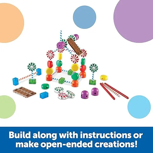 Learning Resources Candy Construction Building Set - 92 Pieces, Ages 4+,Toddler Learning Toys, Fine Motor Building Toy, Preschool Toys, STEM Toys