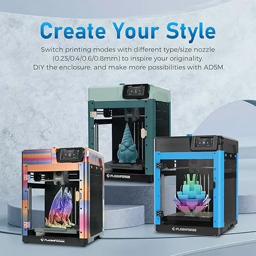 Flashforge Adventurer 5M 3D Printer, 600mm/s High-Speed 3D Printer with Auto Leveling, Quick Release Nozzle and PEI Plate, 8.7 x 8.7 x 8.7in