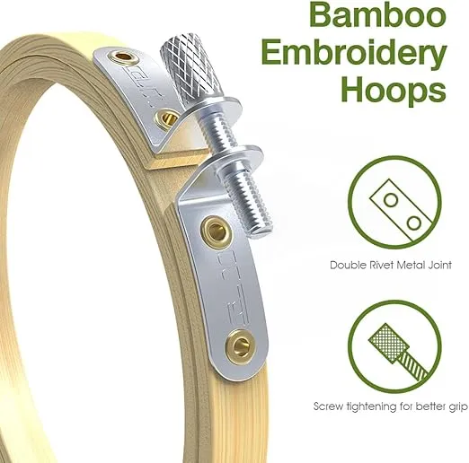 Caydo 7 Pieces 7 Sizes Embroidery Hoops Set 4 inch to 12 inch Circle Cross Stitch Hoop Rings for Craft Sewing and Ornaments