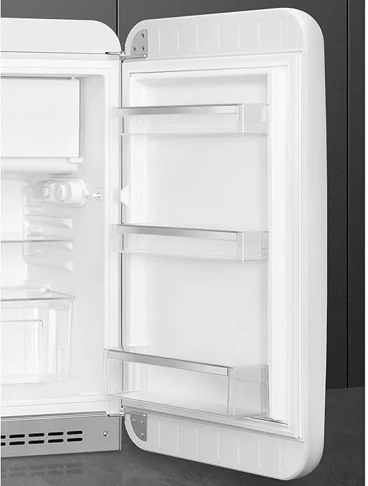 Smeg FAB10 50's Retro Style Aesthetic Refrigerator with 4.48 Cu Total Capacity, 2 Glass Shelves, LED Internal Light, 22-Inches, Red Right Hand Hinge. FAB10URRD3 Made In Italy