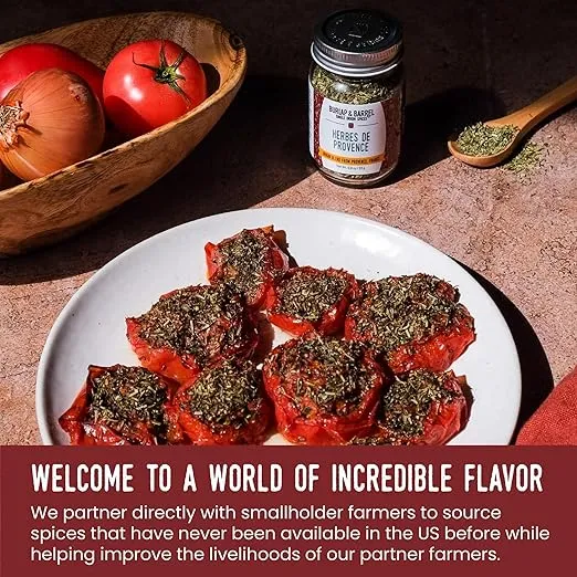 Burlap & Barrel Herbes de Provence - As Seen on Shark Tank! - Iconic herb blend grown and blended in Provence, France - Herbes de Provence Seasoning 0.8 oz Glass Jar