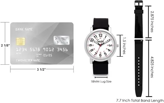 Speidel Scrub Watch for Medical Professionals with White Genuine Leather Band - Easy to Read Timepiece with Red Second Hand, Military Time for Nurses, Doctors, Surgeons, EMT Workers Students and More