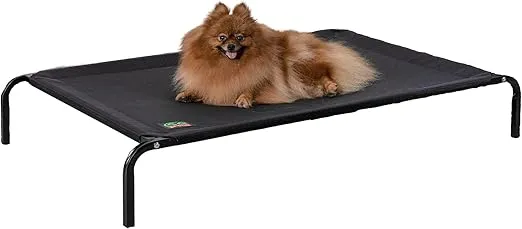 Go Pet Club 47" Elevated Raised Indoor and Outdoor Cooling Pet Cot Bed for Dogs with Breathable Mesh in Black, Size Large, L