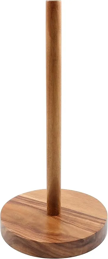 Thirstystone Natural Mango Wood Paper Towel Holder 13.75” x 6.5”, Freestanding, Sturdy, Solid Base