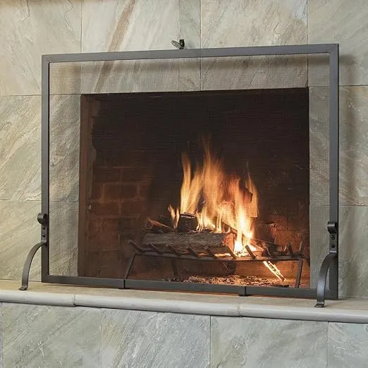 UniFlame, S-1154, Large Single Panel Olde World Iron Finish Fireplace Screen