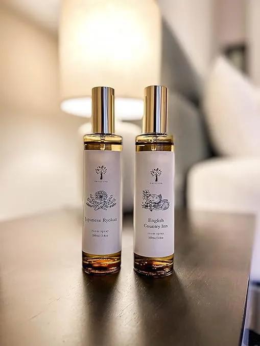 PRISTINE Japanese Ryokan Linen & Room Spray Air Freshener, Made With Essential Oils, Fragrance room spray with Lavender, Lily, Sandalwood Scent, 100ml Pillow Spray
