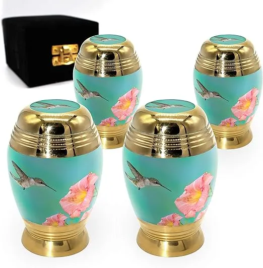 Hummingbird Cremation Urn for Ashes Adult Male - Personalized Cremation Urns for Human Ashes Adult Man Decorative Urns - Beautifully Handcrafted Urns for Ashes Set of 4 Small Urn for Ashes Adult Male