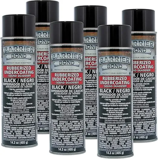 Barrier Bond Black Rubberized Undercoating Sound Deadener - 14.3 Fl. Ounce Spray Can (Pack of 6)