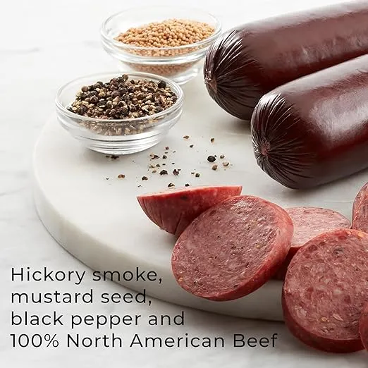 Hickory Farms Party-Size Signature Beef Summer Sausage, 26 ounces | Great for Snacking, Gifts, Entertaining, Charcuterie, Ready to Eat, High Protein, Low Carb, Keto, Gluten Free, 100% Beef