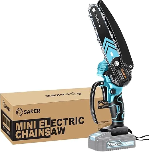 Saker Mini Chainsaw,6 Inch Portable Electric Chainsaw Cordless,Machine Only, Batteries Not Included,Only Compatible with Saker Mini Chainsaw Batteries