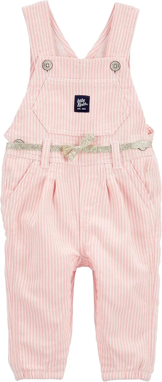 OshKosh B'Gosh Girls' World's Best Overalls, Pink Hickory, 24M