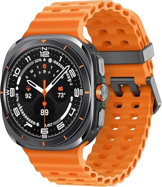 SAMSUNG Watch 7 Ultra LTE Ai (47mm) SM-L705F Latino Version (Tmobile Mint Tello Global), Sleep Fitness Tracker, GPS (Titanium Gray/Orange Band)