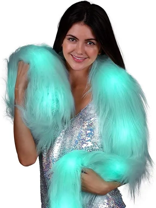 Aqua Glam Light Up LED Faux Fur Boa