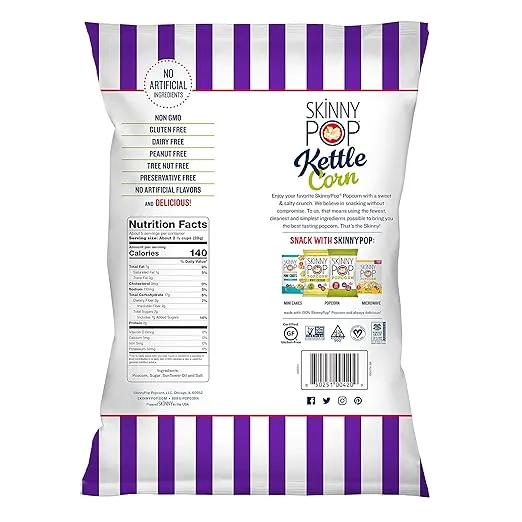 SkinnyPop Popped Sweet & Salty Kettle Popcorn, Gluten Free, Vegan Popcorn, Non-GMO, Healthy Popcorn Snacks, Skinny Pop, 5.3oz Grocery Sized Bag
