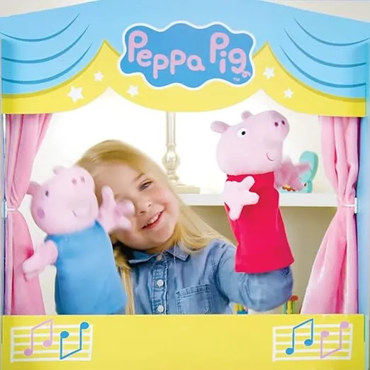 TCG Toys Peppa Pig - Hand Puppet Theater with 4 Puppets - Includes 4 Puppet Figures Including Peppa, George, Mummy Pig, and Daddy Pig. Great Birthday Gift for Kids, Girls, and Boys