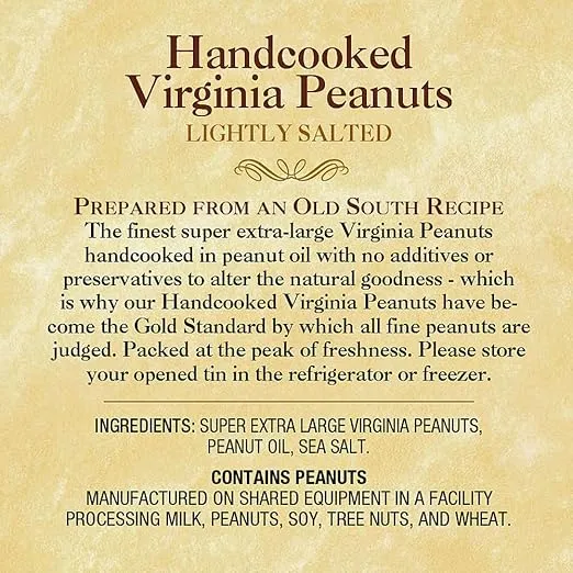 The Peanut Shop of Williamsburg Gourmet Handcooked Salted Peanuts (32 Ounce) Peanuts Handcooked in Golden Peanut Oil, Gourmet Peanuts Virginia Peanuts Gift