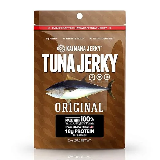Kaimana Ahi Tuna Jerky Hawaiian Warrior 1.5 Ounce - Paleo Style - Premium Fish Jerky Made in the USA. High in Omega 3's, All Natural and Wild Caught (2 Ounces, Original)