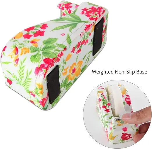 VIBRANZ-LAB Cute Tape Dispenser Desk Home Office Desk Supplies Fun Desk Accessories Floral Office Tape Dispensers Cute Office Supplies for Women Desk Weighted Non-Skid Non-Slip Base