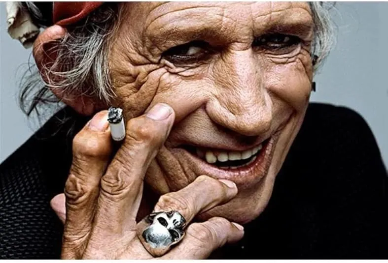 Bikerringshop Sterling Silver Skull Ring Inspired by Keith Richards