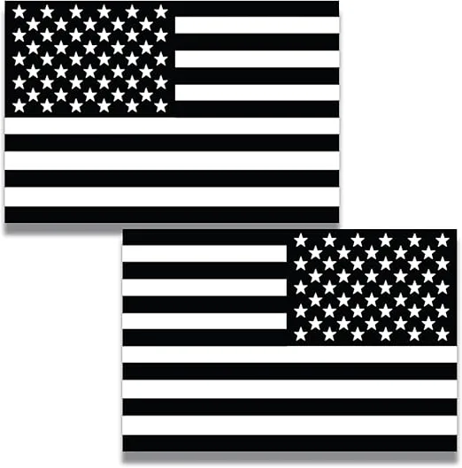 Magnet Me Up Black and White American Flag Car Magnet Decal, Opposing 2 Pack, 4x6 inches, Black, White, Heavy Duty Automotive Magnet for Car Truck SUV