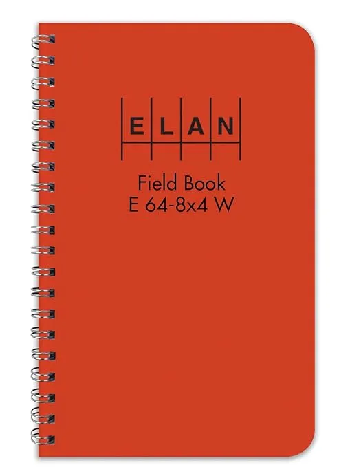 Elan Publishing Company E64-8x4W Wire-O Field Surveying Book 4 ⅞ x 7 ¼ Bright Orange Stiff Cover (Pack of 6)