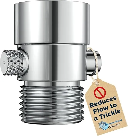 HammerHead Showers® ALL METAL Shower Head Shut Off Valve - Chrome - Brass Shower Head Valve Reduces Flow To A Trickle - Universal Shower Shut Off Valve - Plumbing Code Compliant